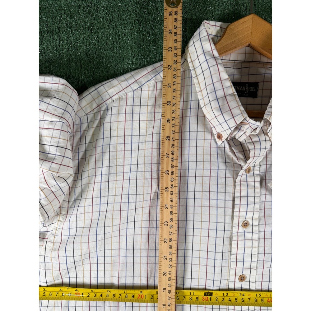 Gitman Bros Button Down Mens 2XL White Tattersall Check Long Sleeve Shirt - Picture 6 of 8